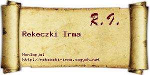 Rekeczki Irma névjegykártya